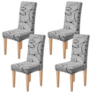 Dioxide Housse de Salle à Manger à Imprimé Tendance Lot de 4 ou 6 Housse de Chaise Extensible Amovible Couverture de Chaise Lavable Universel pour Bouquet,Décor de Restaurant (Finger Flower, 4PC) (SANICULA S.R.L., neuf)