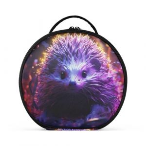 Hérisson Violet Starlight Créativité Trousse Sac Cosmétique Circulaire de Maquillage Pochette Sacs avec Cloisons Amovibles pour Voyage Filles (HULAHULA, neuf)
