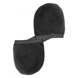 VICASKY Lot de 2 gants marron clair pour adulte - Gant de bain - Gant de nettoyage de voiture - Gant de douche autobronzant - Marron avec peluche noire (Belicious Helper, neuf)
