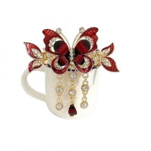Pinces &agrave; Cheveux &Eacute;pingle &agrave; cheveux en strass, pince en forme de crabe, pince &agrave; cheveux &agrave; l'arri&egrave;re de la t&ecirc;te, pince &agrave; cheveux &agrave; pompon papillon, Temperamen(Burgundy barrette) (siruisisi, neuf)