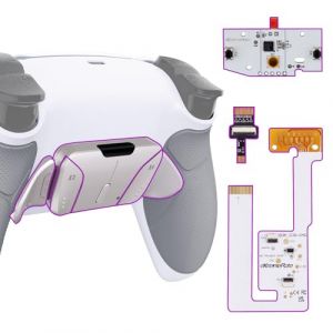 eXtremeRate RISE4 V3 Remap Kit,Coque Arri&egrave;re Redessin&eacute;e avec 4 Palette M&eacute;tal pour ps5 Manette BDM-030/040/050, Palette M&eacute;tallique (RMB) Version, Blanche en M&eacute;tal (EXR Gaming, neuf)