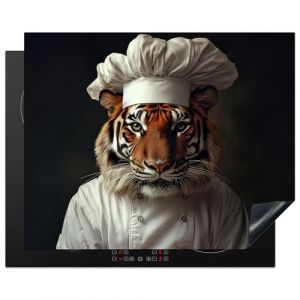 KitchenYeah© Protection Plaque Induction 65x52 cm Protege Deco Cuisine Cache Protège De Cuisson Accessoires Tigre - Vêtements de Cuisine - Marron (KitchenYeah, neuf)