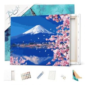 BlazArt Peinture par num&eacute;ro Adulte avec Cadre 40x50 cm d&eacute;butants | Kit complet pr&ecirc;t &agrave; l&rsquo;emploi et &agrave; accrocher | DIY anti-stress | Marque fran&ccedil;aise peinture numero - Paysage (Japon Mont Fuji) (BlazArt, neuf)