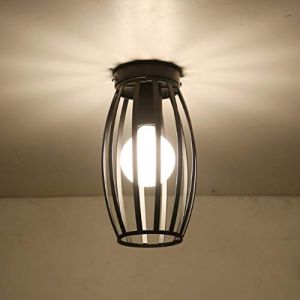 Plafonnier Luminaire Moderne Lustre Forme Cage Lampe de Plafon Lustre Suspension Fer Rétro Créatif Abat-jour de Style Géométrique en Métal E27 pour Chambre Salon Restaurant Couloir, Noir (xindaxin, neuf)