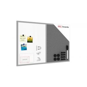 ALLboards Combi 2 en 1, Blanc Magnétique Effaçable à Sec et en Liège Gris Avec Cadre en Bois Gris 90x60cm, Tableau d'Affichage (ALLboards France SARL, neuf)