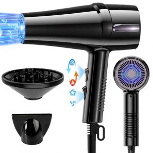 OYLCDI Sèche-Cheveux Ionique Professionnel,Seche Cheveux Diffuseur Boucle avec Buse Concentratrice, Moteur Turbo 2400W, Séchage Rapide, Noir (ALUTOM, neuf)