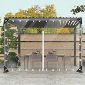 Ezcasch Bâche Transparente avec Fermeture Éclair sur Mesure, 2.3x3.8m(Hauteur x Largeur) Transparente Toile avec œillets, 420 g/m² Imperméable Film de Protection Paravent pour l'extérieur (Ezcasch, neuf)