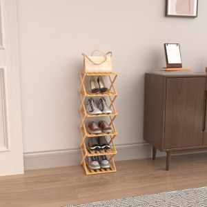 Meuble a Chaussures Exterieur Imperm&eacute;able,Meuble Chaussure Bois, Range Chaussure, &Eacute;tag&egrave;re &agrave; Chaussures Haute et &Eacute;troite for Entr&eacute;e, Dortoir, sous Le Lit,25*25*105cm (6) (Couleur bois d'origine) (Hechheu, neuf)