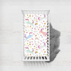 Odot Drap Housse Lit Bebe avec Motif Licorne Rose, Housses en Microfibre, Extensible Doux Respirant Prot&egrave;ge Matelas Filles Compatible pour Berceau, Couffin et Nacelle (Couleur J,65x95cm) (Odot, neuf)