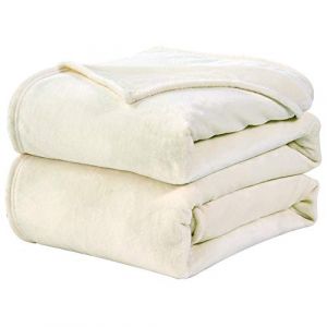 WAVVE Plaid Couverture Polaire Flanelle en Microfibre, Jeté de Canapé 220x240 Blanc Beige, Couverture lit Jete de Canape 2 Personnes, Plaid Fourrure Grand Chaud et Doux en Peluche, Crème 240x220 (Wavve EU, neuf)