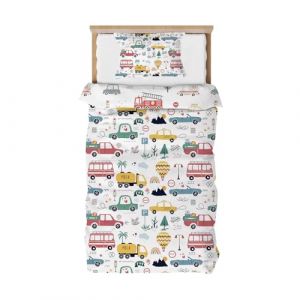 DJDEA Voiture Housse de Couette 120x150cm, Parure de Lit 1 Personne en, Parure de Lit en Microfibre 1 Personne, Housse de Couette Réversible Double Face avec Taie d'oreiller 40x60cm (Sky Wing Home Textile Products, neuf)