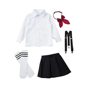 Alvivi Enfant Fille Ensemble D&eacute;guisements Sailor Uniforme Scolaire Anime Costume Carnaval F&ecirc;te Robe Accessoires Tenue Ecoliere Japonaise Schoolgirls 3-16 Ans Type A Noir 13-14 ans (Acfunny-eu, neuf)