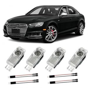 Lot de 4 projecteurs de lumi&egrave;re de porti&egrave;re de voiture avec logo S pour Audi A1/A3/A4/A5/A6/A7/A8/Q2/Q3/Q5/Q7/Q8/TT/R8, projecteur de porti&egrave;re, &eacute;clairage sous caisse, accessoires de voiture (hfhshop-EU, neuf)