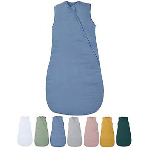 Le Lit de Mon Bébé - Gigoteuse Hiver Gaze de Coton - 6-24 Mois - Bleu Gris - Douillette Double Mousseline ouatinée - Turbulette 4 Saisons 6 Mois 2 Ans 3,5 Tog Chaude - Taille Enfant 60-95 cm (P'tit Basile, neuf)