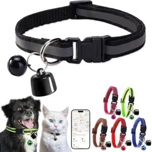 RuiDay Traceur GPS Chat, Mini Traceur GPS pour Chat, Collier Localisateur pour Chat Chien, Localisation en Temps réel, Collier Traceur Chat, Compatible iOS & Android (Noir) (JIANyuc, neuf)