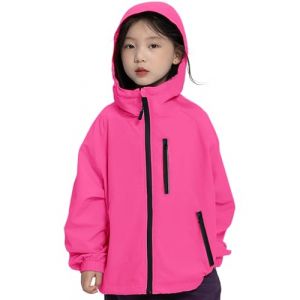 Rolanko Veste Imperm&eacute;able &agrave; Capuche pour Filles, Manteau de Pluie L&eacute;ger Coupe-vent V&ecirc;tements de Pluie pour Gar&ccedil;ons de 7 &agrave; 14 Ans, Rose, Taille: 170/13-14 Ans (rolanko, neuf)