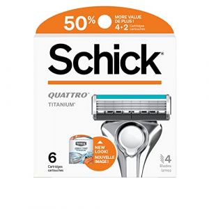 Schick Quattro Titanium Razor Blade Refills for Men Value Pack, 6 Count (Double Paradise UK, neuf)