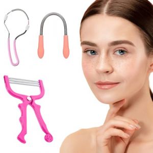 OPVYAEU 3 Pièces Epilateur Visage, Épilateur de Visage à Ressort, Epilateur Visage en Métal, Épilateur À Bâtonnets D'Épilation Du Visage, Outil de Beauté (HAN JIAWEI DE DIAN, neuf)