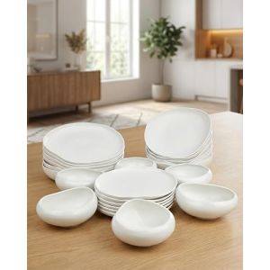 BAVARY Service Vaisselle Capital 24 Pcs &ndash; Set De Table & Assiette Porcelaine &ndash; Service De Table 6 Personnes De Plates & Assiette Creuse, Bols &ndash; Vaisselle Et Arts De La Table Micro-Onde/Lave-Vaisselle (OZ Sales Company, neuf)