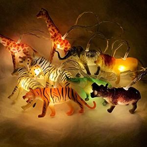 KKPLZZ Guirlande Lumineuse d'animaux Sauvages, 10 LED Animaux Guirlandes Lumineuses à LED Fées fantastiques, lumières suspendues pour Arbre de Noël pour décor de Noël extérieur intérieur (Kang Wang Zesheng, neuf)