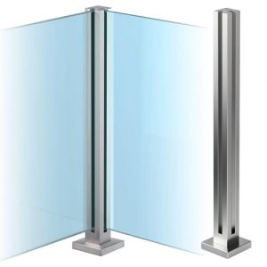 Cvter Garde-corps en Verre Acier Inoxydable - 90cm Poteau de Balustrade en Verre Argent&eacute;, Syst&egrave;me de Balustrade en avec Robinets, Fentes pour Terrasse, Balcon, Piscine, Jardin, Poteau de coin (liujianjun-us, neuf)