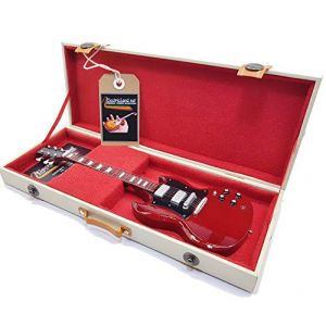 Mini guitar Angus Young AC/DC sg model + boîtier miniature à échelle 1:4 guitare miniature avec étui de collection music gadget rock ac-dc (ELECTRICLAND, neuf)