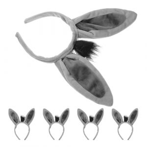 BESPORTBLE Lot De 5 Bandeaux Oreilles D'&acirc;ne En Peluche Doux Gris Serrage-t&ecirc;tes Cosplay &Acirc;ne Gar&ccedil;on Et Filles Accessoires Cheveux Animaux Pour F&ecirc;tes D&eacute;guisement Carnaval Halloween No&euml;l (Quentin Hua, neuf)