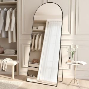 SONGMICS Miroir Int&eacute;gral, 165 x 60 cm, Miroir Arqu&eacute; sur Pied, &agrave; Poser au Sol, Cadre en Alliage d&rsquo;Aluminium, Verre Tremp&eacute;, pour Chambre, Salon, Dressing, Noir d'encre LFM039BD01 (SONGMICS HOME FR, neuf)