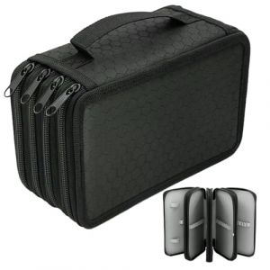 Grande Trousse &agrave; Crayons Trousse 72 Emplacements 20x12.5x8.7cm Trousse Crayon De Couleur avec fermeture &eacute;clair Portable Imperm&eacute;able, pour l&eacute;cole et Bureau avec Grande Capacit&eacute;, &eacute;tudiant, Artiste, Noir (xinshuoxin, neuf)