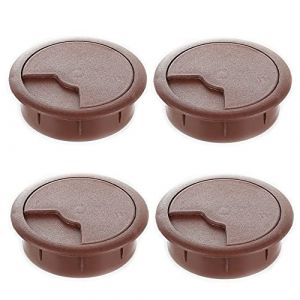 sossai® passage de câble KDM2 | set de 4 | Couleur: marron | Diamètre: 80 mm | Passe-câble/passe-fil pour bureau, table & plan de travail | Matériau : plastique (Made in EU) (Sossai FR, neuf)