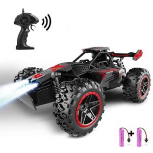SZJJX Voiture Télécommandée Tout Terrain avec LED,2.4Ghz 15+KM/H Voiture Telecommandé Enfant 3 4 5 6 7+,Voiture RC,Coquille Alliage,Jouet Voiture Radiocommandée Cadeau pour Fille Garcon Noir Rouge (FunCrafters, neuf)