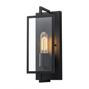 FTL Applique Murale Int&eacute;rieure en M&eacute;tal et Verre, Industrielle Lampe Murale, Noir 1 Lumi&egrave;re Luminaire Interieur pour Couloir, Vintage Applique Murale Chambre, D&eacute;coration Lampe de Chevet Murale Salon (FTNOUS, neuf)