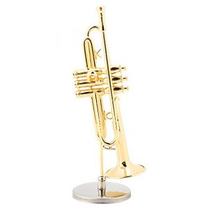 Miniature Trompette Réplique Mini Trompette En Boîte Top Grade Mini Instrument De Musique Modèle Plaqué Or Instrument Modèle Ornements Musicaux (Amoq313, neuf)