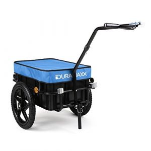 Duramaxx Big Mike - Remorque pour vélos, Capacité :70 L, Panier Amovible, Châssis en Acier, Traction : 40kg Max, Bâche imperméable, Utilisable comme Chariot à Main - Bleu (Electronic-Star-FR, neuf)