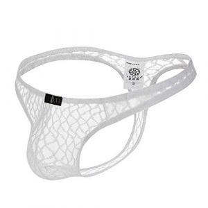 OverDose Boutique String Sexy Homme sous-vêtements Transparent Hommes Évider Taille Basse Rhombus Perspective érotique Hot Culotte Slip Ouverte (OverDose, neuf)