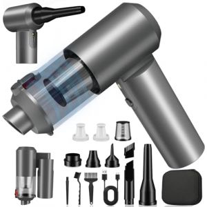 JUGVOLX Aspirateur Voiture Puissant sans Fil 4 en 1, 16000Pa Mini Aspirateur à Main Souffleur Air Comprimé avec Moteur sans Balai et Lumières LED pour Voiture, Maison, PC Bureau (JUGVOLX, neuf)