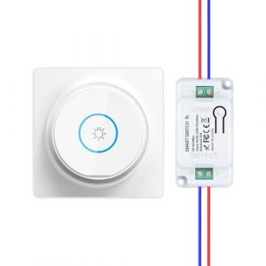 HYHIOTS Va et Vient Sans Fil, Interrupteur Sans Fil Sans Pile, RF433 Kit Interrupteur Connecté à rebond Télécommande Émetteur-Récepteur 240V 10A (1 Interrupteur 1 Récepteur) (HYHIOTS SMART LIFE, neuf)