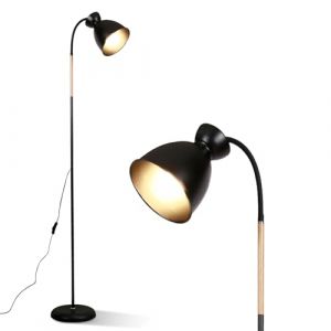 Amdelne Lampadaire sur Pied Salon 159cm, Lampe sur Pied en Métal E27 Max. 60W, Lampadaire Liseuse Industriel Rétro, Noir Lampe de Lecture pour Salon, Chambre, Bureau (Sans Ampoules) (XXH-Light, neuf)