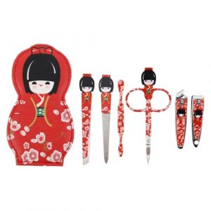 PACKOVE Kit De Manucure Acier Inoxydable 6 Pi&egrave;ces Multifonction Pour Ongles Hommes Femmes Usage Voyage Design Japonaise Rouge (Spring TU, neuf)
