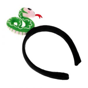 VICASKY Costume de serpent pour bandeau en tissu bandeau caricature bandeaux serpents fête d'anniversaire décorations de cheveux de serpent accessoires en peluche vert (Belicious Helper, neuf)
