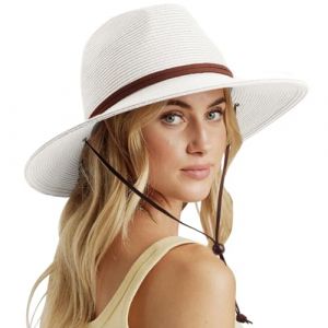 DRESHOW Femme Homme Chapeau de Paille Panama Unisexe Chapeau Été Large Bord Chapeau de Soleil Anti-UV Chapeau de Soleil (Dreshow, neuf)