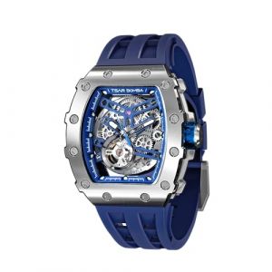 TSAR BOMBA Montre Homme Automatique Montre de Luxe Etanche 50M Tonneau Squelette Marque Rectangulaire Plongee Sport Militaire Montres Cadeau Homme Mouvement Japonais Miroir Saphir (TSAR BOMBA OFFICIAL STORE, neuf)