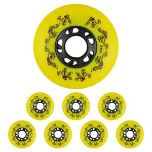 JCCHT Lot de 8 Roues Roller 90A 80mm, 76mm et 72mm pour Patins &agrave; Roues align&eacute;es, Patins &agrave; roulettes et Patins Hockey, Accessoires Remplacement pour d'int&eacute;rieur et d'ext&eacute;rieur,Jaune,72mm (JCCHT, neuf)