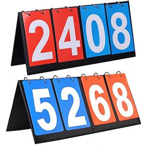 Laufunjoy Tableau de Bord Sportif, Tableau de Bord à 4 Chiffres Tableau de Bord Flip Portable Tableau de Score Pliable Tableau de Bord pour Les Compétitions de Basket-Ball, Football et de Baseball (JJLa-EU, neuf)