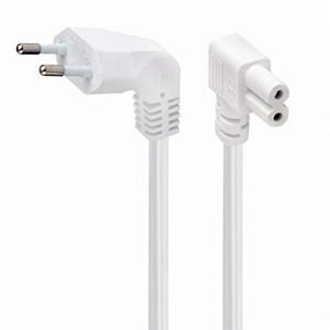 Droit Angle 2 Broches Euro Fiche vers Figure De Huit 8 C7 Fiche Alimentation câble 2,5 m Blanc [2.5 mètre] (kenable ltd, neuf)