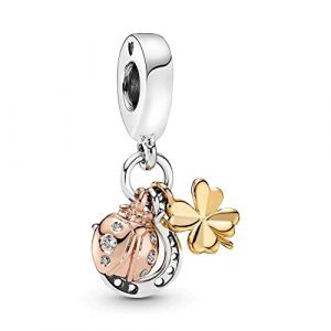 Femme Charms Coccinelle du trèfle à sabots de cheval Argent Sterling 925 Pendentif avec Zircon Cubique pour Bracelet (Wedanor, neuf)