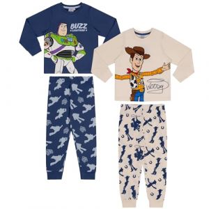 Disney Toy Story Woody and Buzz Lightyear, Lote de 2, 100% Coton Ensemble de Pyjama &agrave; Manches Longues, Blue/White, 6-7 Ans: 122cm, Bleu (Bromilow & Wood Retail FR, neuf)