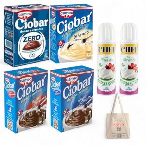 Cameo Ciobar "KIT 4 GOÛTS" de Chocolat Chaud avec: Chocolat Classique, Chocolat Fondant, Chocolat Blanc et Chocolat Zéro Sucres Ajoutni 76g+ 2 Crème Chef spray+ Joytaly bag (Joytaly, neuf)