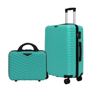 STRAVIA Valise Cabine Small 45 cm + Vanity 30 cm &ndash; Set Bagage &agrave; Main Avion ABS l&eacute;gers et r&eacute;sistants &ndash; Serrure &agrave; Code s&eacute;curis&eacute;e 4 Roues Double Ultra fluides Turquoise 46 x 32 x 20 cm / 32 x 29 x 10 cm (ERVEL eu, neuf)