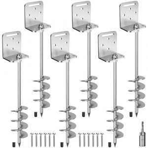 Benelabel Ancrages de Sol, 67cm Piquet de Fixation Trampoline 6pcs Ancrage au Sol Robuste 7.6cm &eacute;Pi de La Temp&ecirc;Te de Vent pour Balan&ccedil;Oire/Camping/Abri/Chien/Carport/Auvent avec Plaque Fixe (besthouse, neuf)